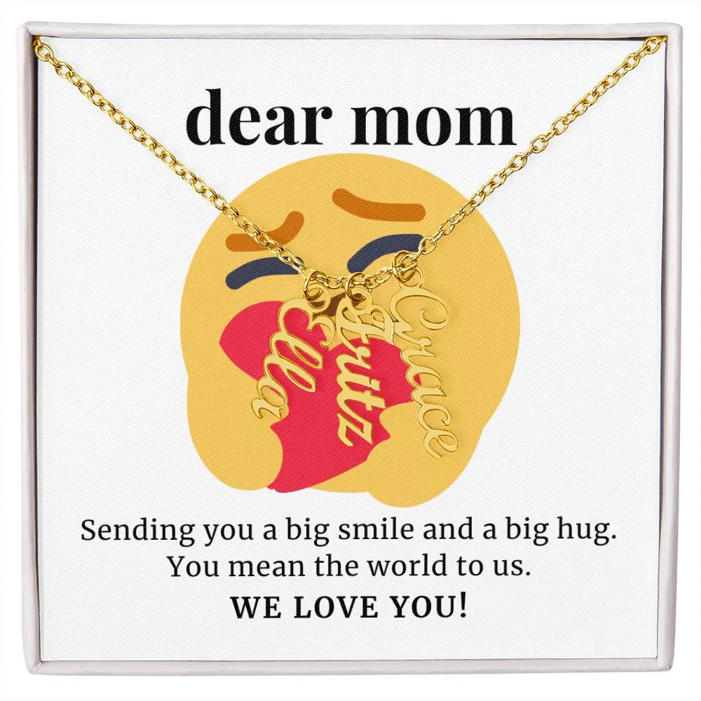 To Mom Gift, Sending You A Big Smile Custom Multi Children Name Necklace