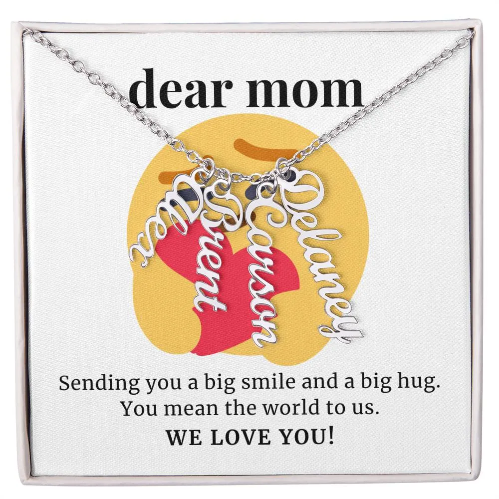 To Mom Gift, Sending You A Big Smile Custom Multi Children Name Necklace