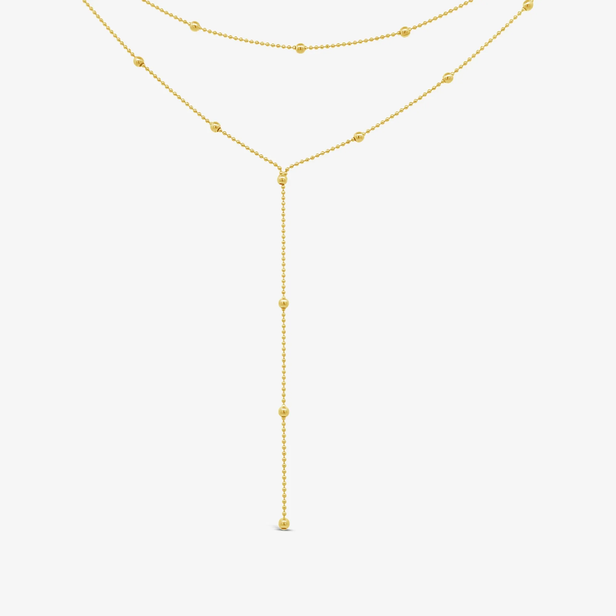 Two Row Bead Station Lariat Necklace