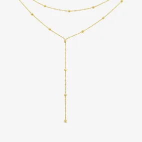 Two Row Bead Station Lariat Necklace