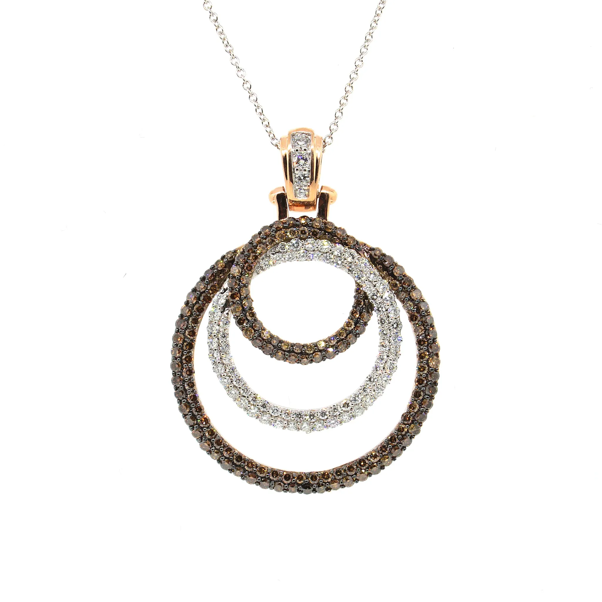 Two Tone Champagne and White Diamond Pendant