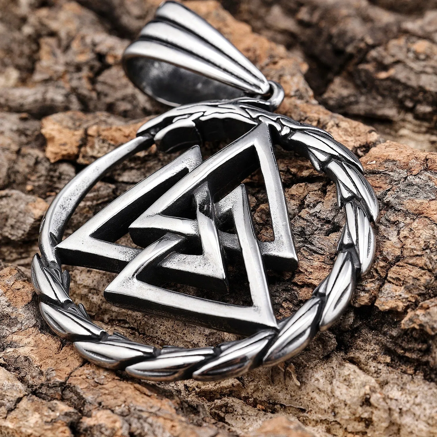 Viking - Valknut W/Small Dragon Pendant - Necklace (795)