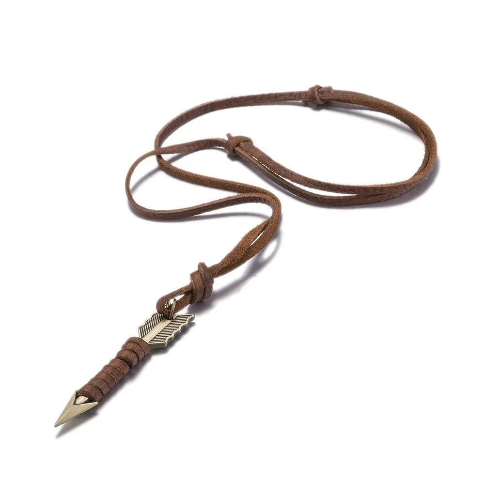 Vintage Arrow Leather Necklace