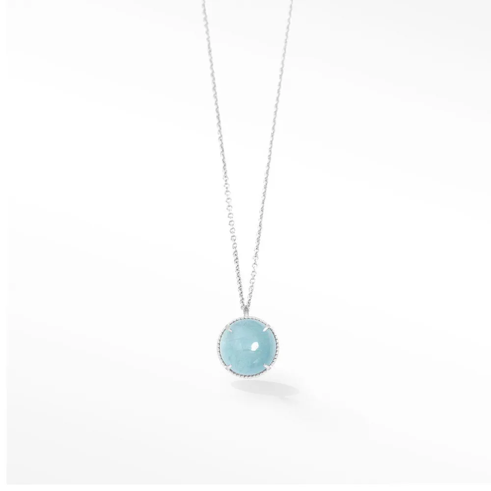 Vintage Lace Round Aquamarine Silver Necklace