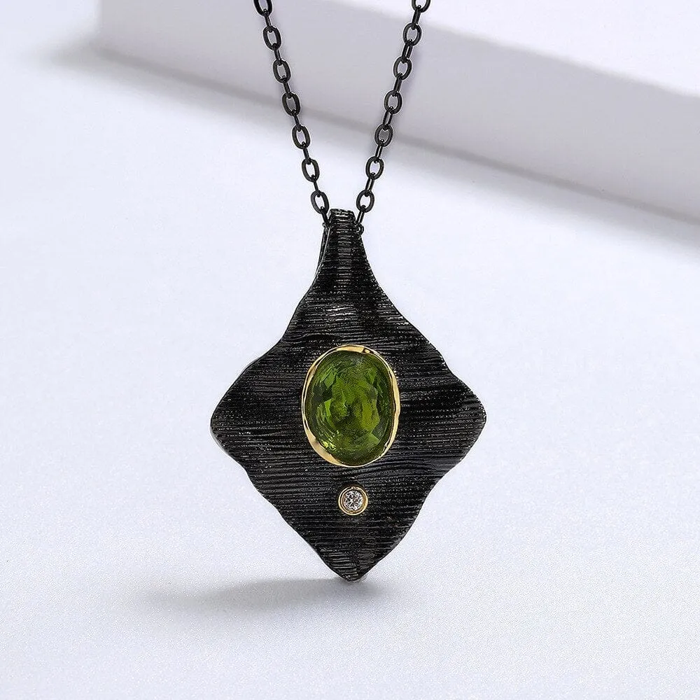 Vintage Peridot Black Gothic Necklace