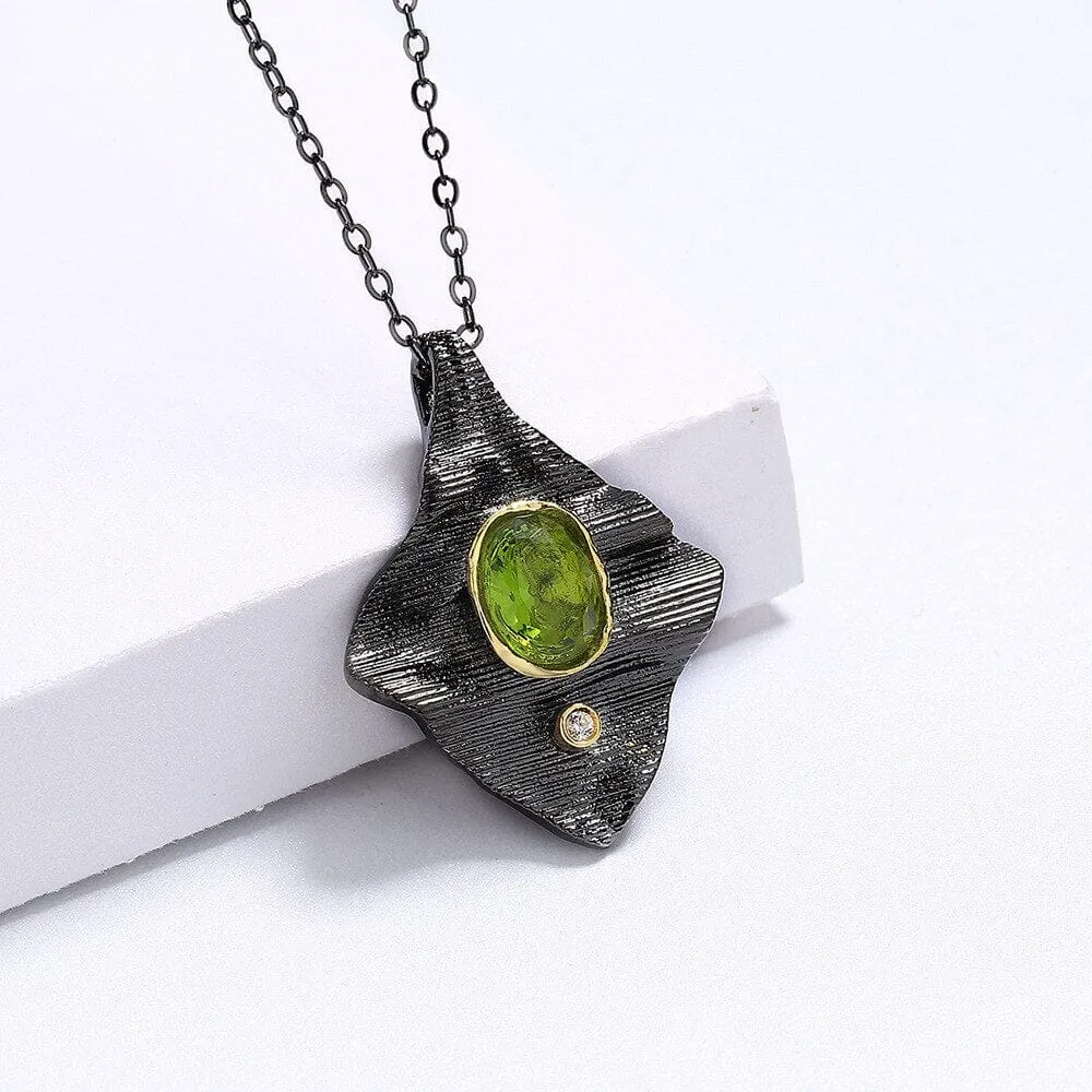 Vintage Peridot Black Gothic Necklace