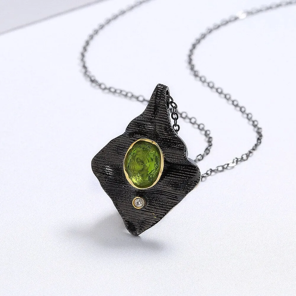 Vintage Peridot Black Gothic Necklace