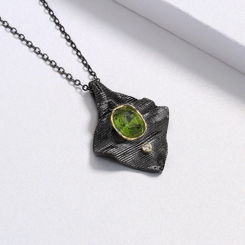 Vintage Peridot Black Gothic Necklace