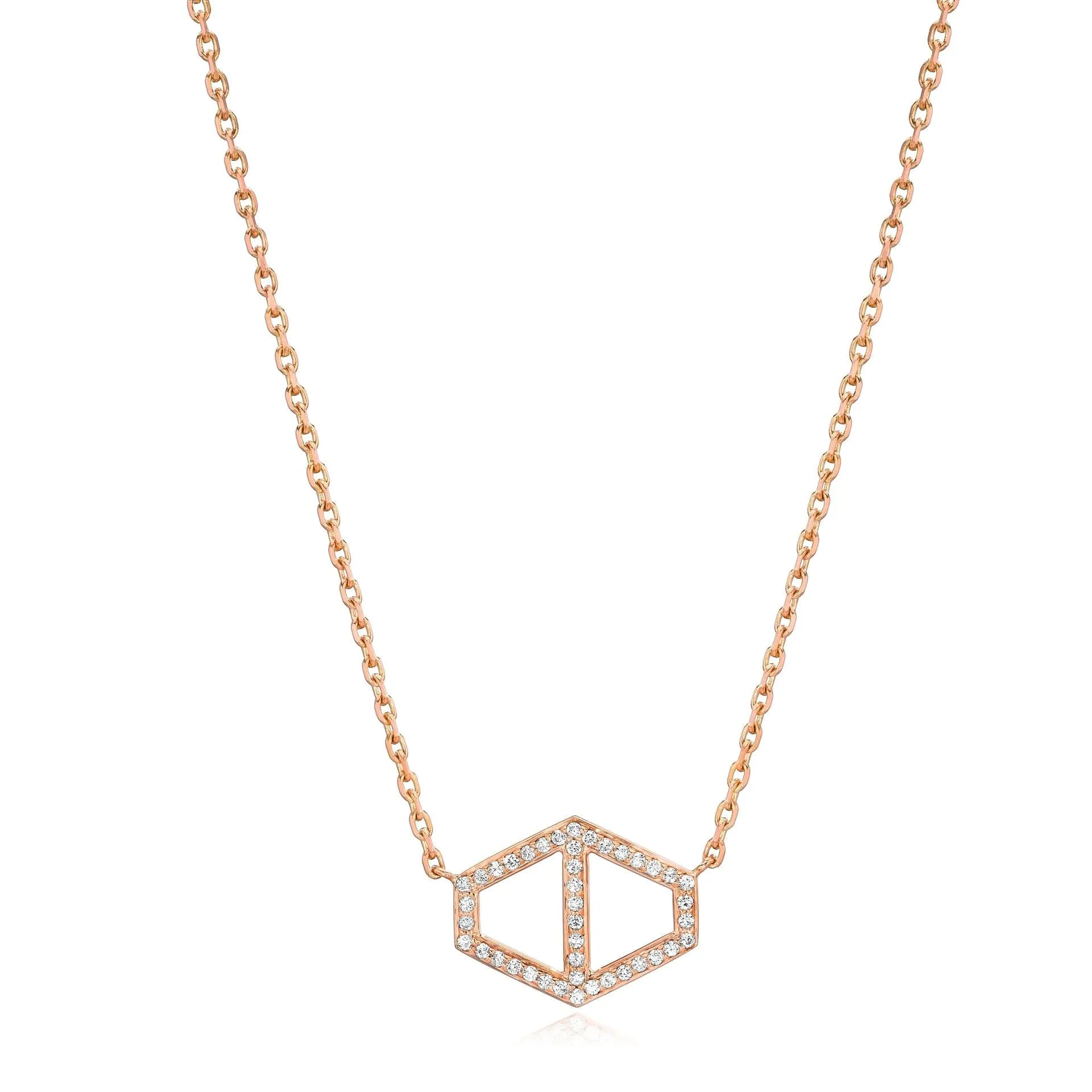 Walters Faith Keynes 18K Rose Gold Signature Diamond Hexagon Necklace