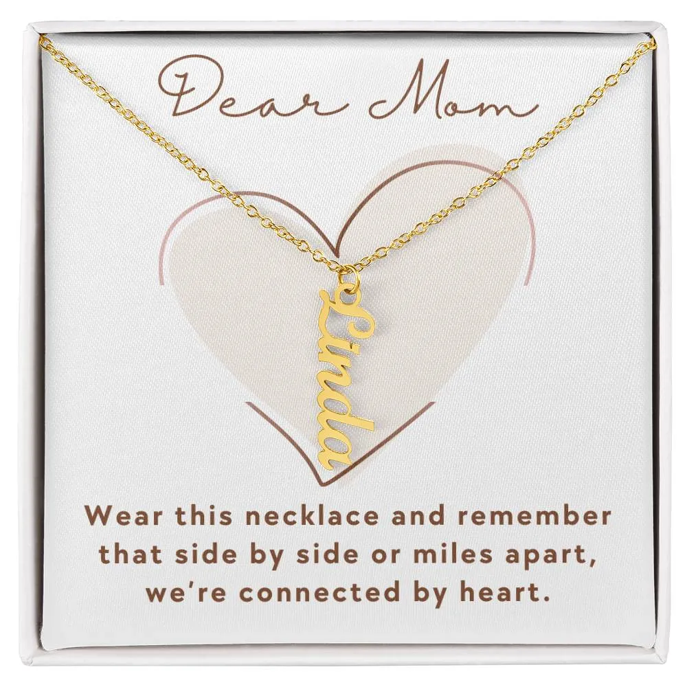 We're Connected By Heart, Mom Gift Custom Multi Children Name Necklace