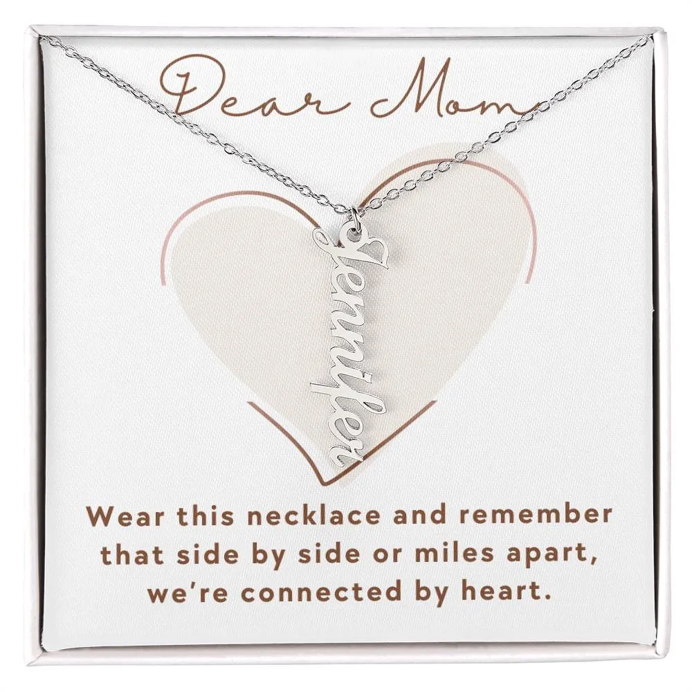 We're Connected By Heart, Mom Gift Custom Multi Children Name Necklace