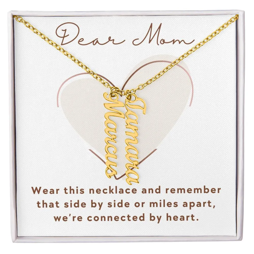 We're Connected By Heart, Mom Gift Custom Multi Children Name Necklace