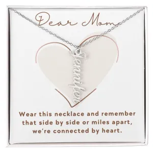 We're Connected By Heart, Mom Gift Custom Multi Children Name Necklace