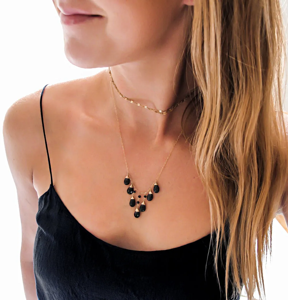 Wingspan Gemstone Necklace - Black Spinel