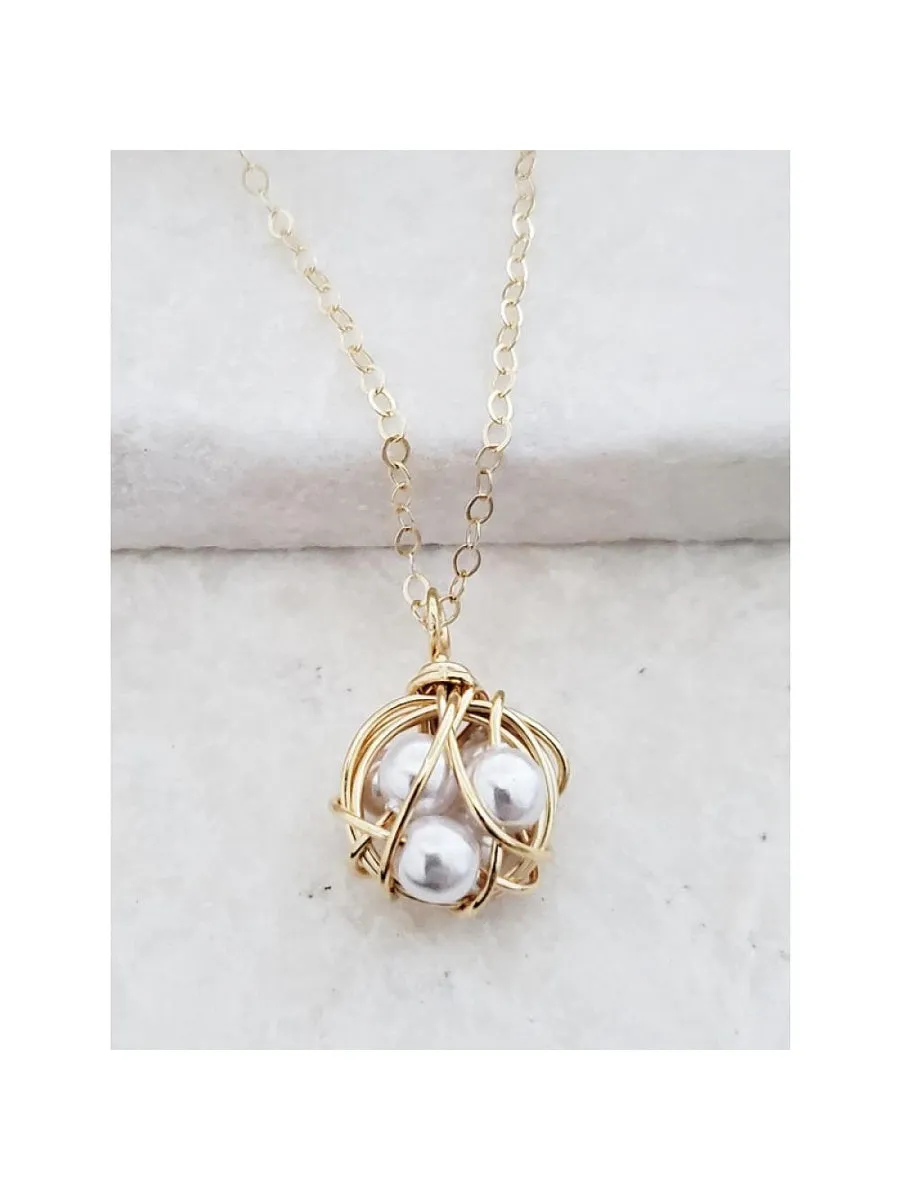 Woven Pearl Pendant Necklace