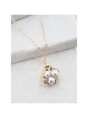 Woven Pearl Pendant Necklace