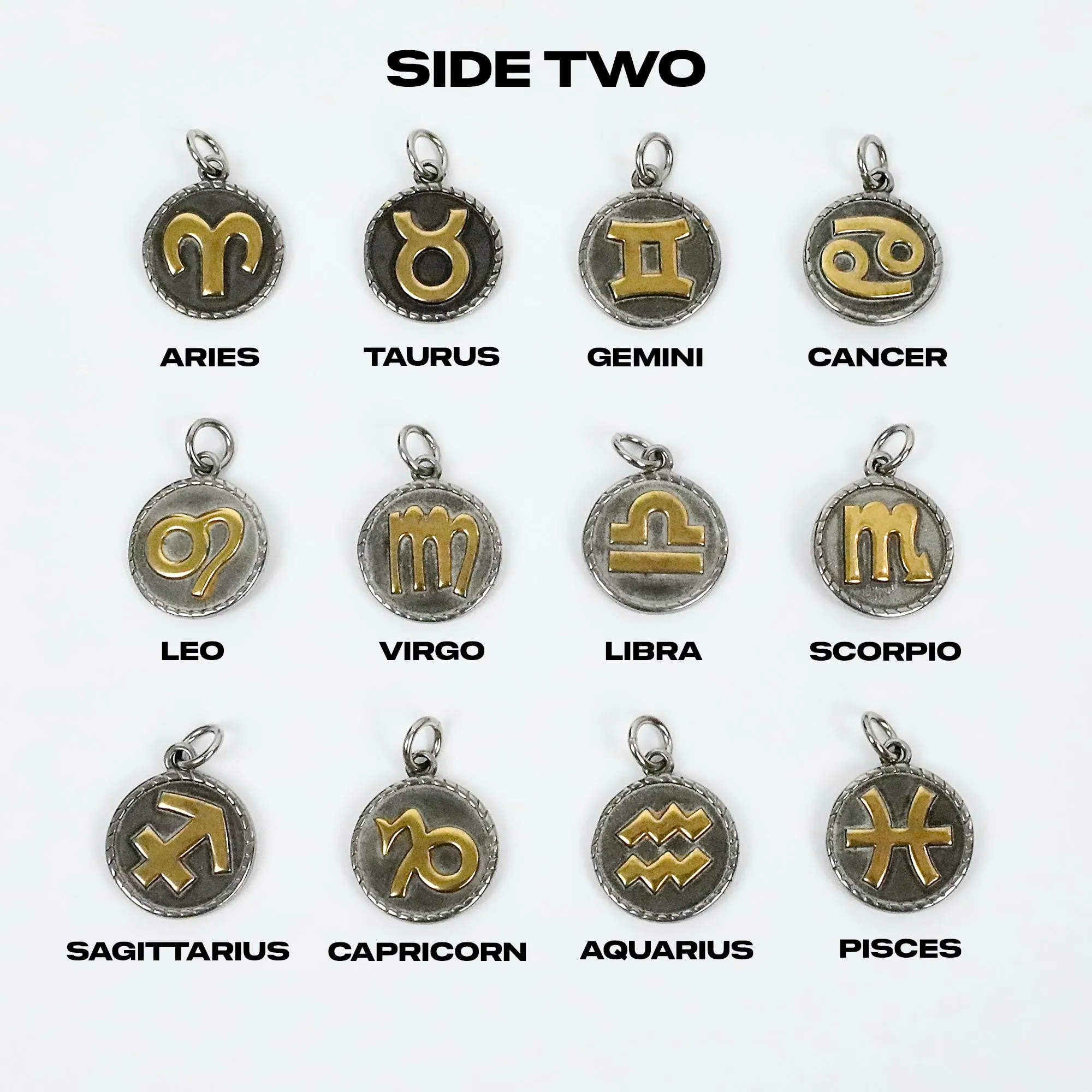 Zodiac Coin Necklace - Silver x Gold