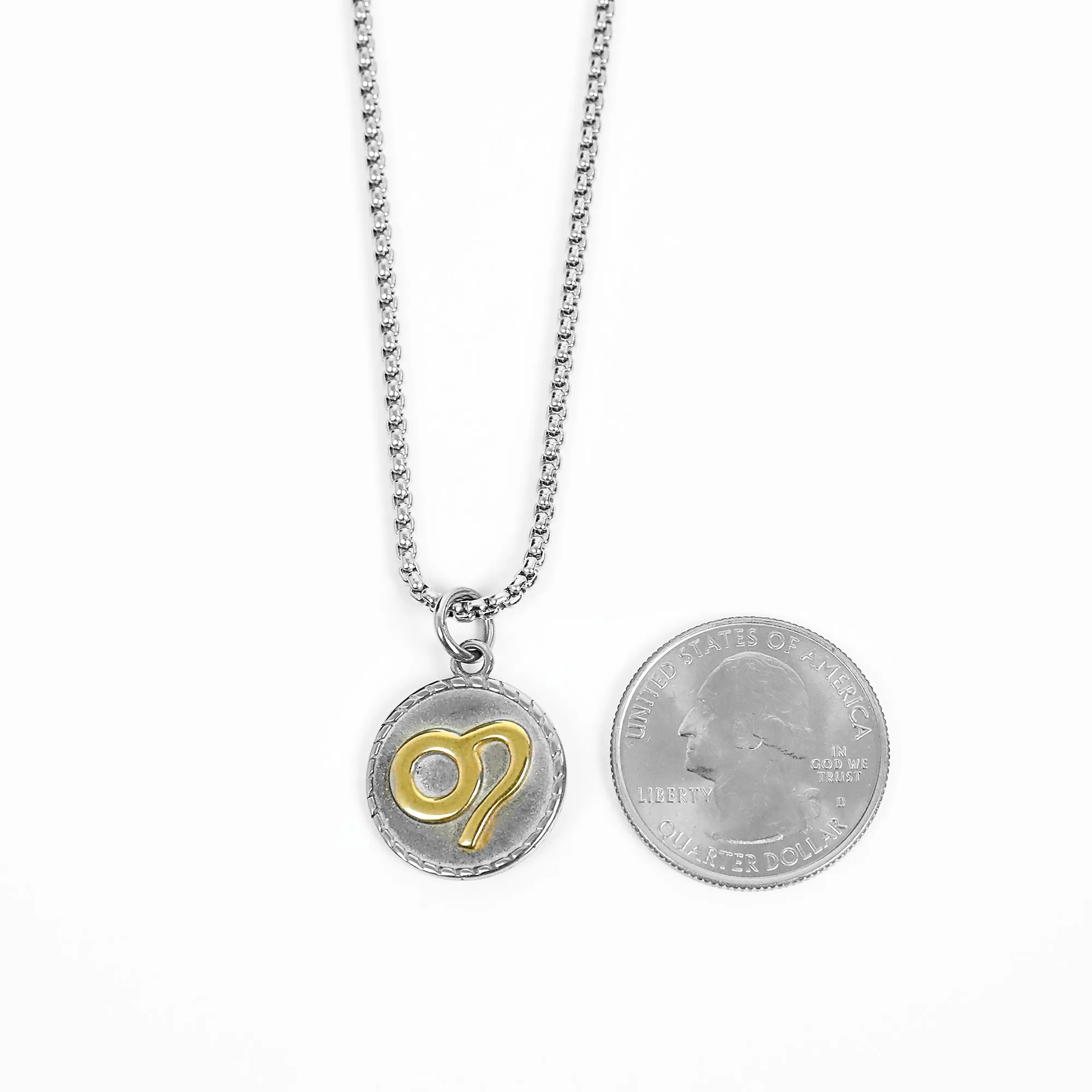 Zodiac Coin Necklace - Silver x Gold